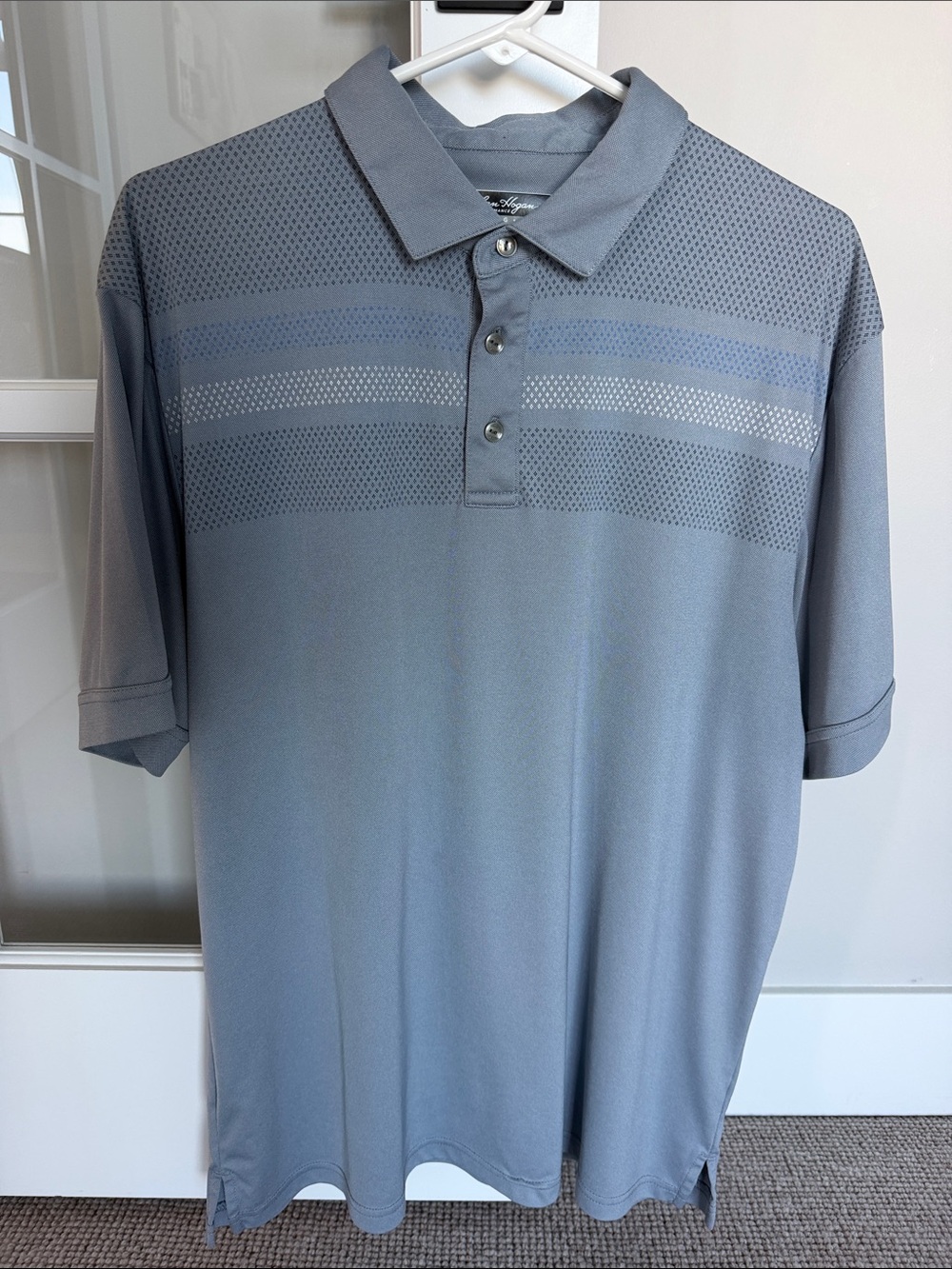 Hogan Men's Light Gray Perforated Performance Polo